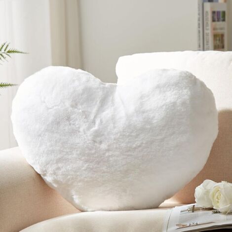 Large Heart-Shaped Cushion, 35.6 x 43.2 cm, Faux Rabbit Fur, Bedroom Decoration, Indoor and Outdoor Decor (1/4)