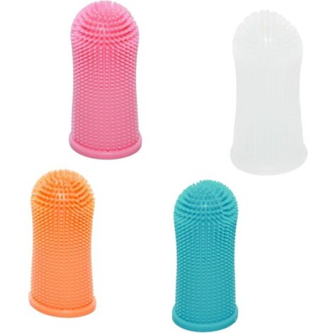 Set of 4 dog toothbrushes (white, pink, blue, orange)