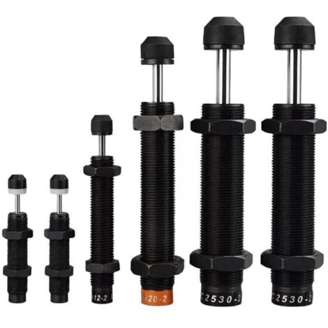 Hydraulic oil pressure damper, adjustable cylindrical spring, carbon steel body, stainless steel rod, industrial speed control, AC0806 Black damper