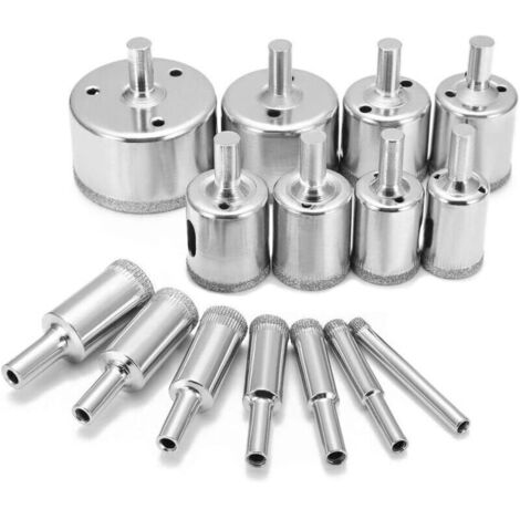 15PCS Diamond Drill Bits Hole Saws for Glass, Ceramic, Porcelain, Marble, Tile and Granite 6-50mm (1/4)