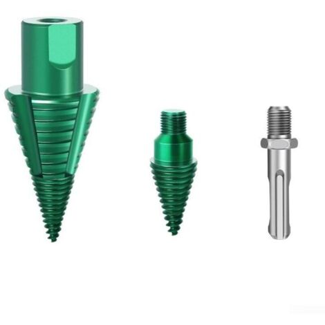 Quick-release wood splitting drill bit for SDS and square shank bits, removable anti-jamming shank for efficient firewood preparation and DIY projects (round)