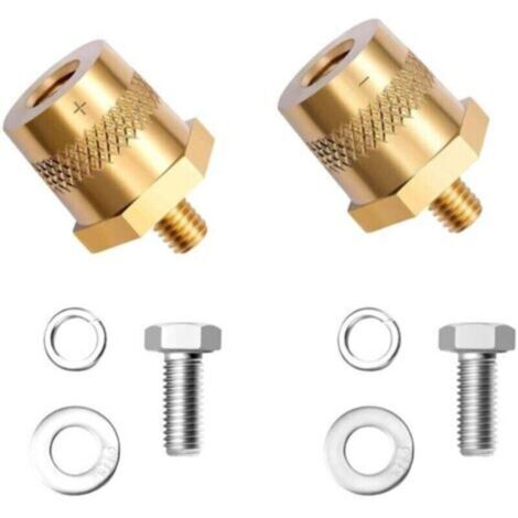 Pair of M8 brass battery adapters, battery terminals, battery terminal adapters for lithium car batteries