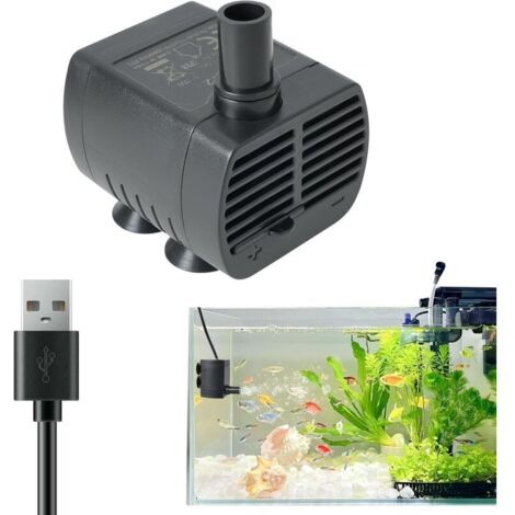 Mini Submersible Water Pump (200L/H Adjustable, 1-3W) Ultra-Quiet Cat Fountain Pump with 1.5m Cable, Aquarium Pump for Fish Tanks, Ponds, and Hydroponics (1/4)