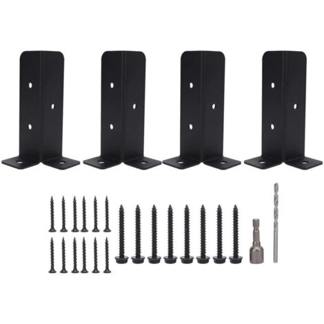 Heavy-duty post anchor brackets, 4 sets, metal base mounting kit, universal deck support, fence, porch, railing, wooden post base brackets (1/4)