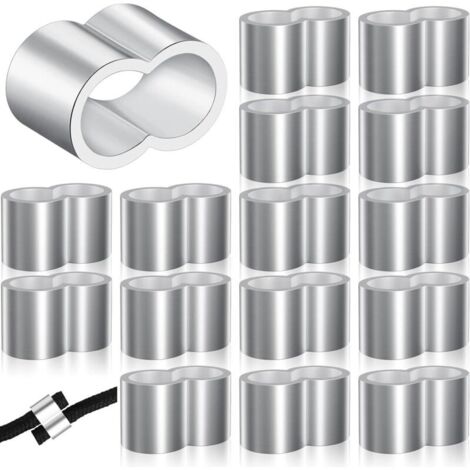 25 Aluminum Crimping Sleeves, Aluminum Crimping Press Sleeves for 8mm Trailer Tarp Rope, Extension Rope (Double Sleeves, 0.78 x 0.48 Inches) (1/4)