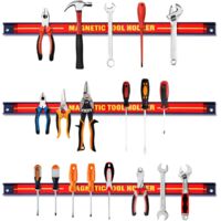 GIANTEX 3x Magnetic Strip Tool 46 cm Tool Holder Magnet Strong Magnetic Rail for Tools Magnetic Rail Magnetic Holder Magnetic Tool Bar Wall Holder Including Mounting Material Workshop Red