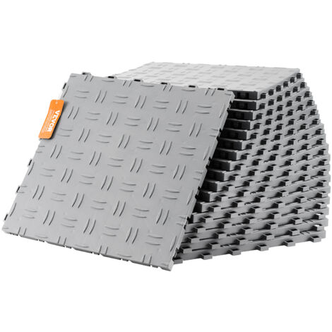 VEVOR Garagen-Bodenbeschläge, 305 x 305 x 13,4 mm, 50er-Set Industrieboden, rutschfeste doppelseitige Struktur-Garagenboden, für Garagen, Keller, Reparaturwerkstätten,Silber (1/5)