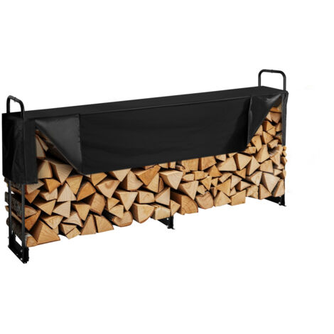 VEVOR Kaminholzregal Metall 259x36x117cm Brennholzregal Stahlrahmen Pulverbeschichtet Kaminholzunterstand 300kg mit Wasserdichter Abdeckung Stapelhilfe Holzunterstand für Veranda Garten Terrasse Hof (1/5)