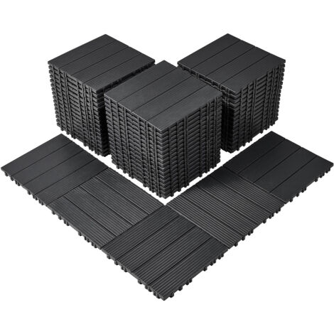 VEVOR Terrassenfliesen, 54er-Set, Balkonfliesen 30 x 30 cm, Klickfliesen, wasserdichter Kunststoff-Bodenbelag für den Außenbereich, Terrassenbodenbelag für Veranda, Pool, Balkon, Hinterhof, Dunkelgrau (1/5)