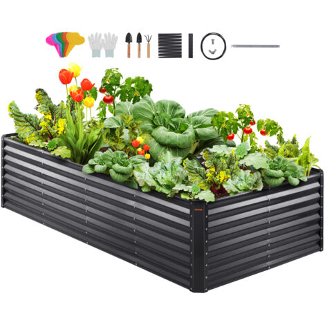 VEVOR Hochbeet Pflanzkübel Blumenkasten Garten Pflanzkasten Terrassen Gemüsebeet Gartenbeet Pflanzbeet Dunkelgrau 240x120x60cm verzinktem Metall ideal für den Anbau von Gemüse Obst Kräutern usw. (1/5)