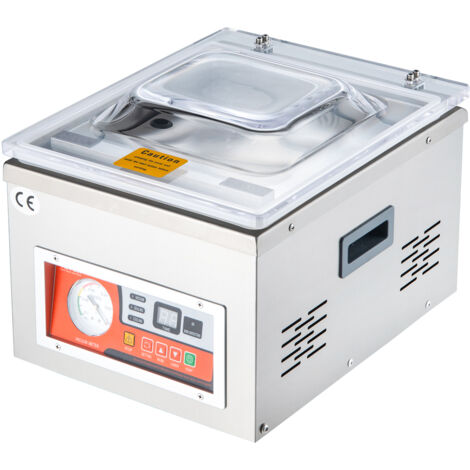 VEVOR Vakuumierer DZ-260A Kompakter Profi-Kammervakuumierer 180W Motor Kammervakuumierer 6,5 cbm/h Vakuumiergerät 33x25cm Dichtungsgröße Geeignet für Haushalten Supermärkten Lebensmittelfabriken