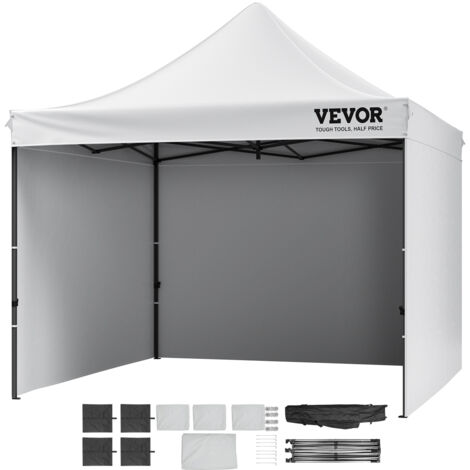VEVOR Pavillon 304,8x304,8x320cm Gartenzelt 500D PU-Silber-Gewebe Faltpavillon höhenverstellbar inkl. Aufbewahrungstasche Partyzelt 6-8 Personen Pop up Zelt Weiß Gartenpavillon für Campingausflug (1/5)