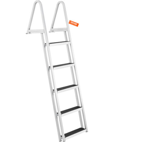 VEVOR Dockleiter 5 abnehmbare Stufen 159 kg Tragkraft Pontonbootleiter aus Aluminiumlegierung mit ca.10cm breiter Stufe und rutschfester Gummimatte zum Einsteigen in Schiffe/Seen/Schwimmbäder/Meere (1/5)