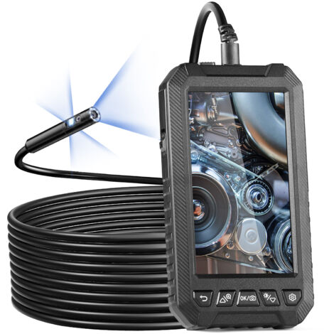 VEVOR Endoskopkamera mit Licht, Industrie-Endoskop mit Dreifachlinse, 5-Zoll-Bildschirm, 1080P-Inspektionskamera, 8 + 2 Lichter, IP67 wasserdichte Schlangenkamera für Autos, Sanitäranlagen (5 m Kabel (1/5)