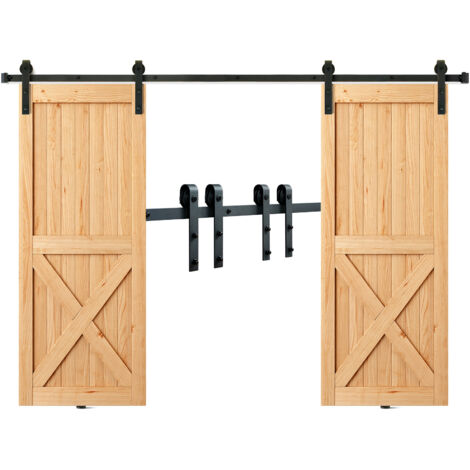 VEVOR 244cm Schiebetürbeschlag J-förmig Schiebetürsystem mit 2-teiligen Schienen 150kg Tragfähigkeit Laufschiene Ideal für Schiebetüren mit Türstärke von 32-45mm, Türbreite von 1,12-1,32m