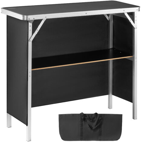 VEVOR Tragbare Messetheke Messetresen, 975 x 385 x 870 mm Messestand Ausstellungs-Thekenständer, Faltbarer Promotion-Bartisch Promotiontheke, Rezeption mit Aufbewahrungsregal, Tragetasche, Schwarz (1/5)