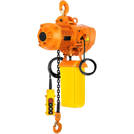 VEVOR Elektrischer Kettenzug, 2200 lbs Tragkraft, 13 ft Hubhöhe, 11 ft/min Geschwindigkeit, 230 V, einphasiger Brückenkran mit G80-Kette, 10,8 ft Kabelfernbedienung für Garage,Geschäft, Hotel, Zuhause