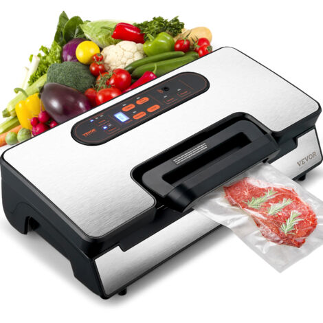 VEVOR Vakuumiergerät 130W Vakuumierer 90Kpa Einschweißgerät 30cm Dichtungslänge Folienschweißgerät für trockene oder feuchte Lebensmittel Inkl. 10x Vakuumbeutel,2x Vakuumbeutelrolle und Schlauch
