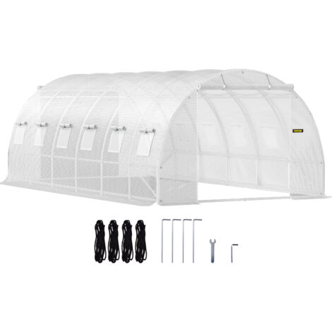 VEVOR Foliengewächshaus 6,1x3x2,1m Bogendach Gewächshaus Verzinkter Stahlrahmen 140 g/cm³ PE Mobiles Treibhaus Wasserdicht und UV-Beständig Frühbeet Geeignet für Anbau von Gemüse Blumen Pflanzen (1/5)