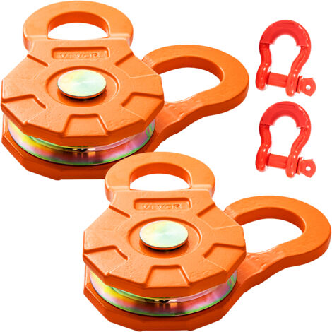 VEVOR Snatch Block, 11T/11,3kg Arbeitslastbegrenzung, robuste Seilwinde Riemenscheibe für 14mm synthetisches Seil oder weiche Bügel, Off-Road Recovery Zubehör für Traktor, LKW, ATV & UTV, 2 Packunge (1/5)