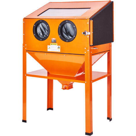 VEVOR 60-Gallonen-Sandstrahlkabine, 40–120 PSI Sandstrahlkabine mit Ständer, robuster Stahl-Sandstrahler mit Strahlpistole und 4 Keramikdüsen für die Entfernung von Farbe, Flecken und Rost