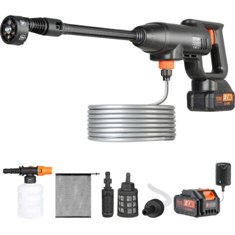 VEVOR Akku Hochdruckreiniger Kabellos Wasser Druckreiniger Spritzpistole Druckreinigerpistole (220W 21V, 40bar, zur mobilen Reinigung und Bewässerung, 4L/min, inkl. Zubehör, Ladegerät) (1/5)
