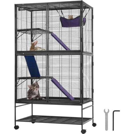 VEVOR 64,6" rollender Frettchenkäfig aus Metall, großer 4-stöckiger Critter Nation-Käfig, Kleintierkäfig mit Rampen und Tablett, einfach aufzubauen für Hausratten, Hamster, Meerschweinchen