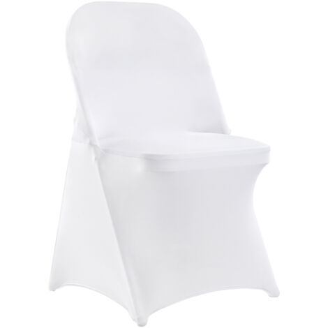VEVOR Stuhlhussen aus elastischem Spandex für Klappstühle, universell passender Stuhlbezug, abnehmbare und waschbare Schonbezüge, für Hochzeiten, Feiertage, Bankette, Partys (30 Stück, weiß) (1/5)