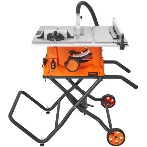 VEVOR Tischkreissäge 1800W, Tischsäge Ø254mm 4800U/min, 85mm bei 90° Querschnitt 55mm bei 45° Schrägschnitt, Winkelanschlag -60˚/60˚, Ideal für Schneiden von Holz und DIY-Holzbearbeitungsprojekte