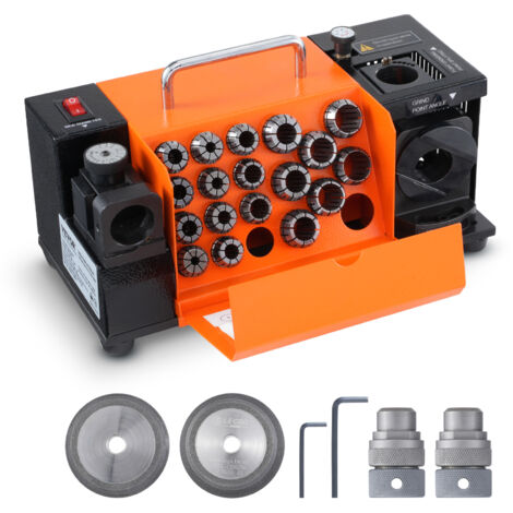 VEVOR Bohrerschleifgerät 120 W Bohrerschleifmaschine 4500 U/min Schärfstation 45 Stahl Bohrerschärfgerät 95-135° Einstellbarer Spitzenwinkel 18 Spannzangen Geeignet für Bohrerdurchmesser φ3–20 mm (1/5)