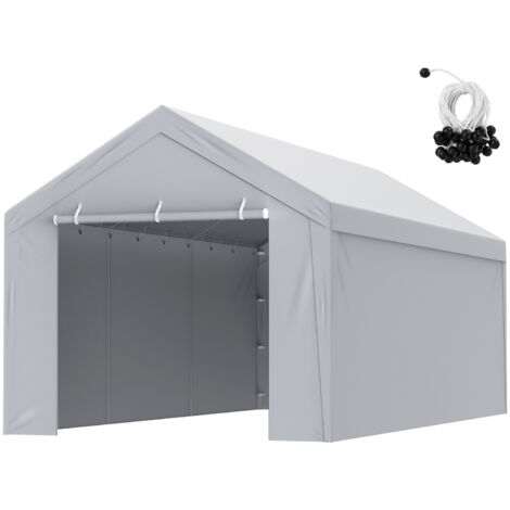 VEVOR Carport Garagezelt, oben + Seitenwand 3 x 6 m, Garagenzelt-Unterstandplane, wasserdicht und UV-geschützt, einfache Installation mit Spanngurten, weiß (Rahmen nicht im Lieferumfang enthalten) (1/5)