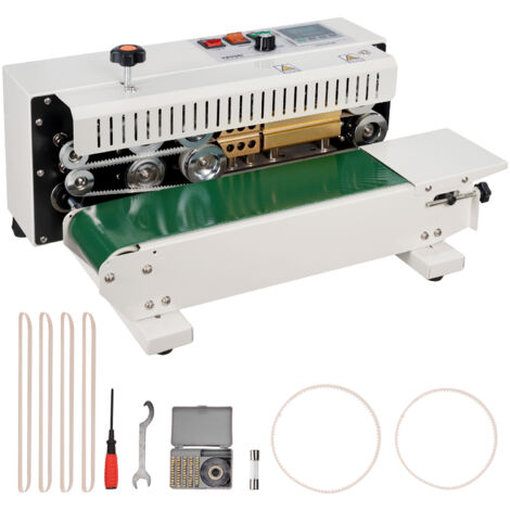 VEVOR Kontinuierliche BeutelbandVersiegelungsmaschine,0,24-0,47Zoll/6-12 mm Siegelbreite,Horizontale Bandsiegelmaschine mit Temperaturregelung,Beutelsiegelgerät aus Karbonstahl für 0,02-0,8mm