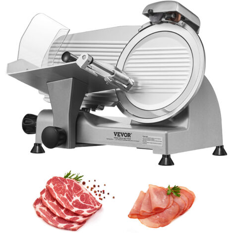 VEVOR Kommerzieller Fleisch Allesschneider 340 W, Elektrische Aufschnittmaschine Lebensmittelschneider mit 25,4 cm-Kohlenstoffstahlklinge, 0–15 mm Einstellbare Dicke für Fleisch, Käse, Gemüse usw. (1/5)