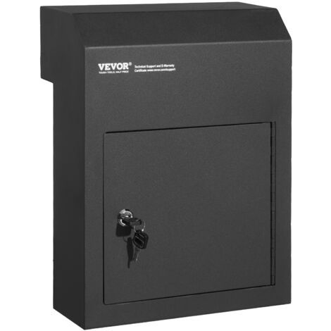 VEVOR Mauerdurchwurf Briefkasten, robuster Stahl-Einbaubriefkasten für Türen mit einer Stärke von 43 mm, Durchwurfbriefkasten inkl. 2 Schlüssel, 304 x 150 x 405 mm Briefkasten, Schwarz