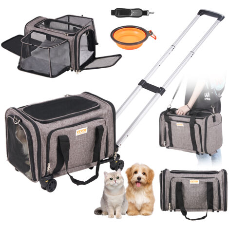VEVOR Hundetrolley Faltbarer Hunderucksack Max.11,3kg Tragfähigkeit Transporttasche aus 600D Oxford-Stoff Hundewagen mit 4 Rädern Aufbewahrungstaschen Haustier Trolley Ideal für Autoreisen Ausflüge (1/5)