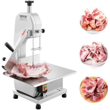 VEVOR Kommerzielle elektrische Fleischbandsäge Knochenschneidemaschine, 650 W Tisch-Knochensäge, 315 x 460 mm Werkbank, Gefrierfleischschneider für Schweinefleisch Rindfleisch Silber