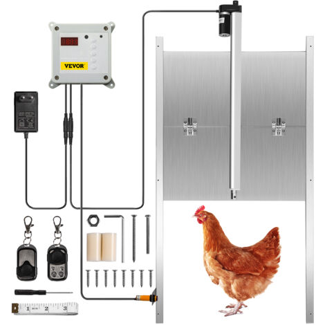 VEVOR Automatische Hühnerklappe Aluminiumlegierung/ABS Hühnertür mit Schieber 66W Hühner-Pförtner 30x30cm Tür Stallöffner mit Lichtsensor Zeitsteuerung Ideal für Außen-/Innenbereich von Hühnerställen (1/5)