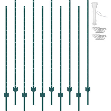 VEVOR 6-ft-T-Pfosten, 10er-Set, langlebige Stahlpfähle für Zäune, ideal für Gärten, Höfe, Rasenflächen, Bauernhöfe und Außenzäune, grün (1/5)