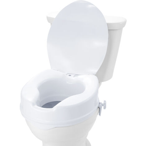 VEVOR Toilettensitzerhöhung Erhöhter Toilettensitz, 10 cm, 136 kg Tragkraft, Universelle Toilettensitzerhöhung, Schraubstangenverriegelung, mit Toilettensitz, für Behinderte, Patienten, Schwangere