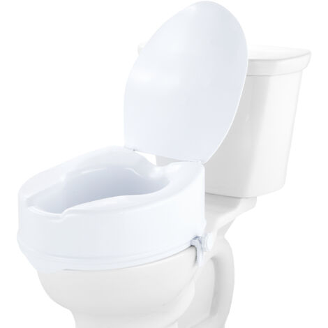 VEVOR Toilettensitzerhöhung Universal-Toilettenerhöhung, 15 cm, Tragkraft 136 kg, Schraubstangenverriegelung, mit Toilettensitz, für Senioren, Behinderte, Patienten, Schwangere, Mediziner Weiß