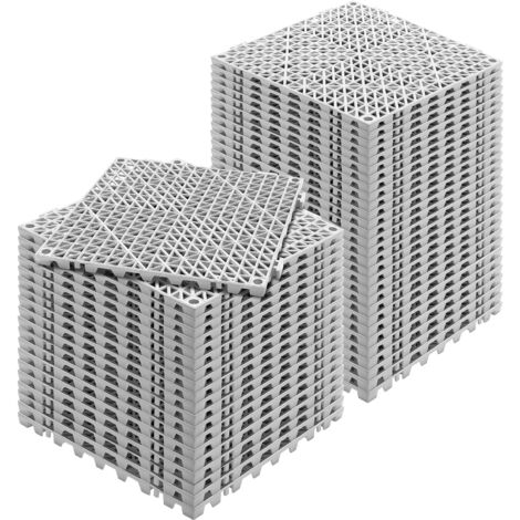 VEVOR Ineinandergreifende Fliesen 50 Stk. Bodenfliesen Drainage-Bodenfliesen, Bodenfliesen 30 x 30 cm Außenbereich Quadratische Bodenfliesen Terrasse PVC Bodenfliesen Badezimmer, Pool, Toilette, Grau (1/5)