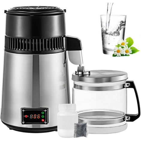 VEVOR Wasser Destilliergerät SC-3 Profi Wasserdestiller aus Edelstahl, 750 W Leistung und 4 L Fassungsvermögen Wasserdestilliergerät, für Labors, Krankenhäuser, Büros, Destillationseffizienz 1L / h