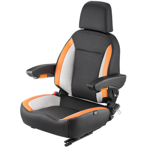 VEVOR Universal-Gabelstaplersitz, Traktorsitz mit verstellbarer Rückenlehne,Armlehne,Kopfstütze und Sicherheitsgurt,sicherer Traktorsitz mit Mikroschalter,ergonomischer Rasenmähersitz für Kompaktlader