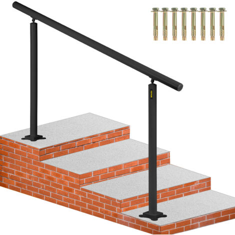 VEVOR Treppengeländer ohne Querstreben 152,8x91cm Handlauf Max. Höhe für Stufen Geländer aus Aluminium 70kg Tragfähigkeit Schwarz Ideal für Treppe mit 0-5 Stufen Veranden Gärten Hotels Garagen