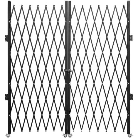VEVOR Doppeltes Faltbares Sicherheitstor, 156 x 310 cm Falttürtor, Akkordeon-Sicherheitstor aus Stahl, Erweiterbares Sicherheitstor, 360° Rollendes Barrikadentor, Scherentor oder Tür mit Schlüsseln (1/5)