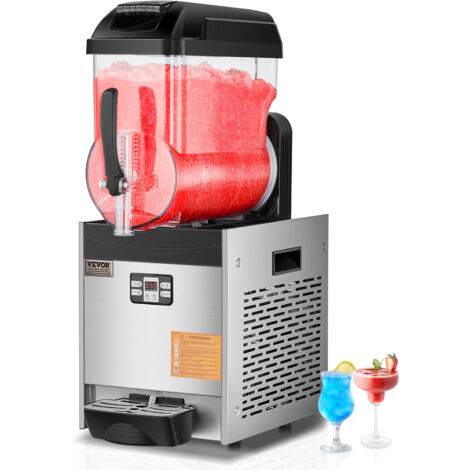VEVOR kommerzielle Slusheis Maschine 12 L Einzeltank-Maschine für gefrorene Getränke, 48 Tassen Edelstahl Slush-Eis-Maschine mit Tastenfeld Softeis Maker für Partys Restaurants Cafes Bars Schwarz