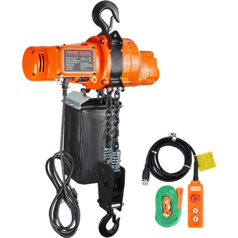 VEVOR Elektrischer Kettenzug, 998 kg Tragkraft, 3 m Hubhöhe, Seilhebezug, einphasige elektrische Seilwinde mit G80-Kette, 3 m Kabelfernbedienung, Ideal für Garagen, Geschäfte, Hotels (1/5)
