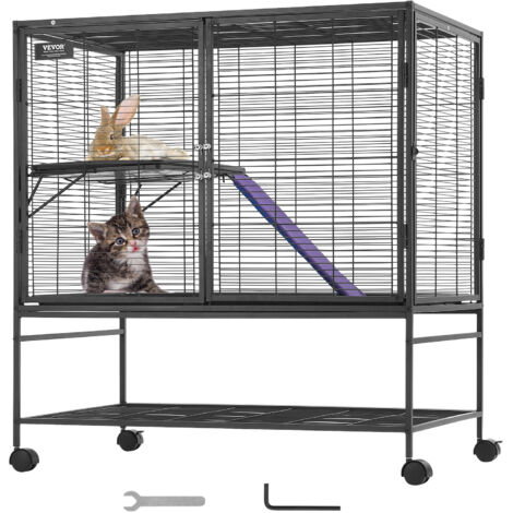 VEVOR 39" rollender Frettchenkäfig aus Metall, großer 2-stöckiger Critter Nation-Käfig, Kleintierkäfig mit Rampen und Tablett, einfach aufzubauen für Hausratten, Hamster, Meerschweinchen, Chinchillas (1/5)