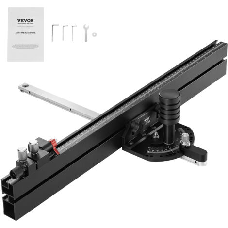 VEVOR Gehrungsanschlag, Standardschlitz 19 x 9,5 mm, Tischkreissägen-Anschlag aus Aluminiumlegierung mit ca. 61 cm Raster, 15 Winkelanschlägen, Kolben und abnehmbarer Scheibe, für die Holzbearbeitung (1/5)