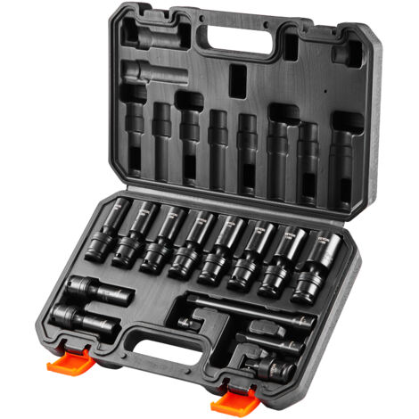 VEVOR drehbarer Schlagschrauber Steckschlüsselsatz 14-teiliger Universal-Steckschlüsselsatz, 3/8 Zoll Antrieb metrisch 10–19 mm, 6-kant Cr-Mo-Legierungsstahl Steckschlüsselsatz für Autoreparatur (1/5)